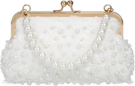 FALETO Pearl Clutch Bag for Women Evening Wedding Party Bridal Handbag Ladies Beaded Clutch Purse for Party