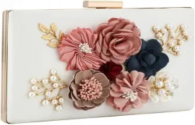 Gets PU Leather Purses and Handbags for Women Floral Beaded Clutch Purse for Wedding Clear Crossbody Bag