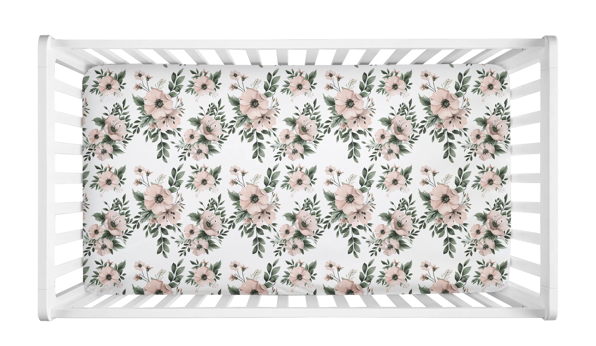 HIGHLAND COW IN PINK FLORAL CRIB BEDDING
