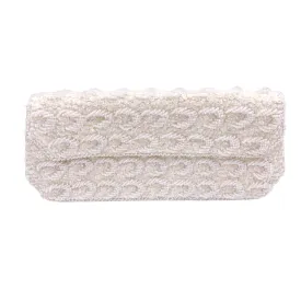 La Regale Vintage Hand Made White Half Moon Beaded & Sequin Clutch