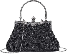 LIFEWISH 1920s Evening bags Unique Sequin Beaded Clutch Purses for Cocktail Wedding Party Prom