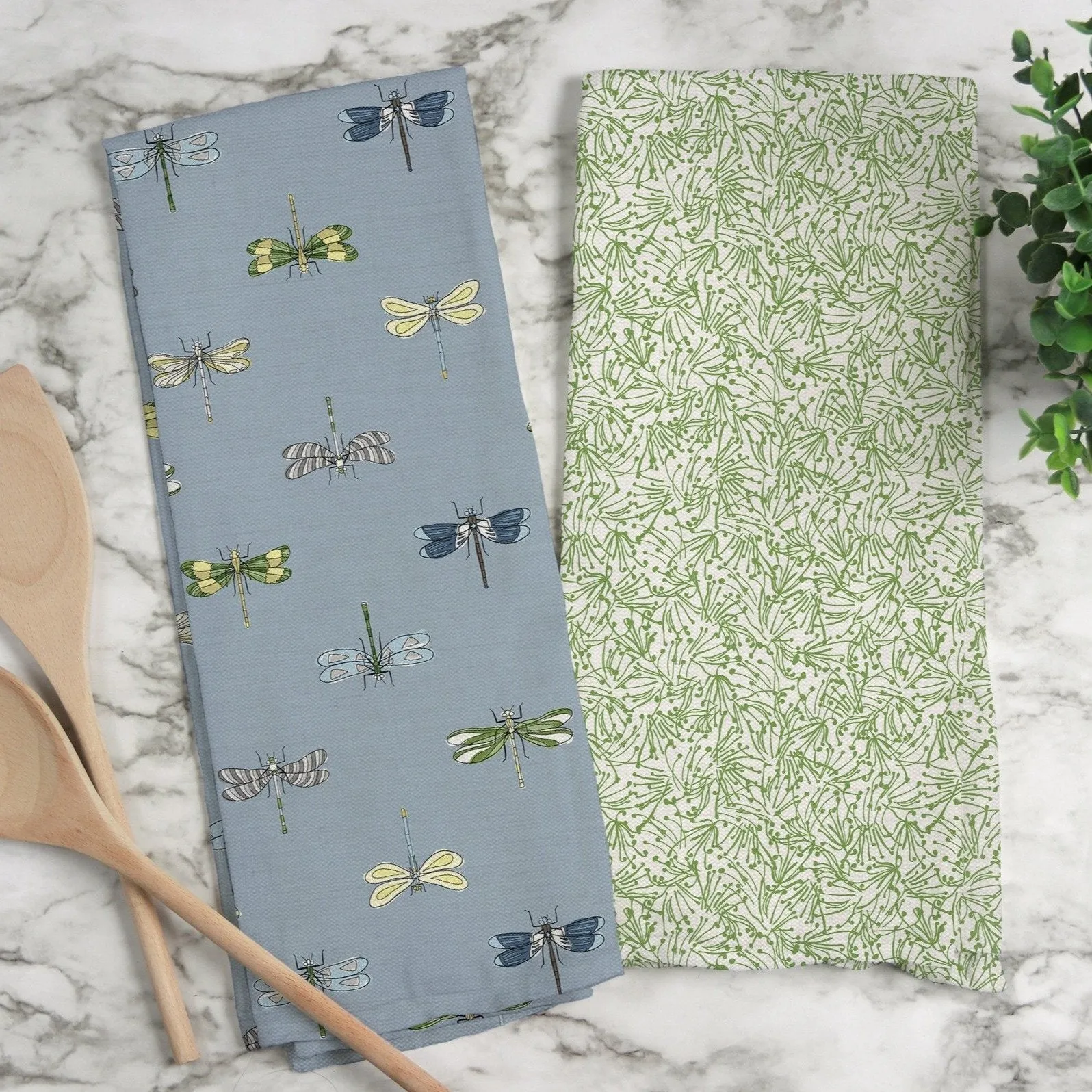 Light as a Feather Tea Towel in Wistful Green