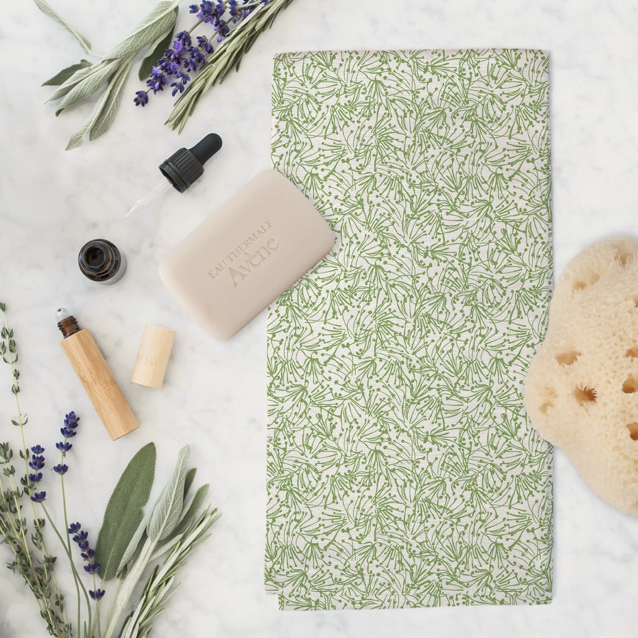 Light as a Feather Tea Towel in Wistful Green