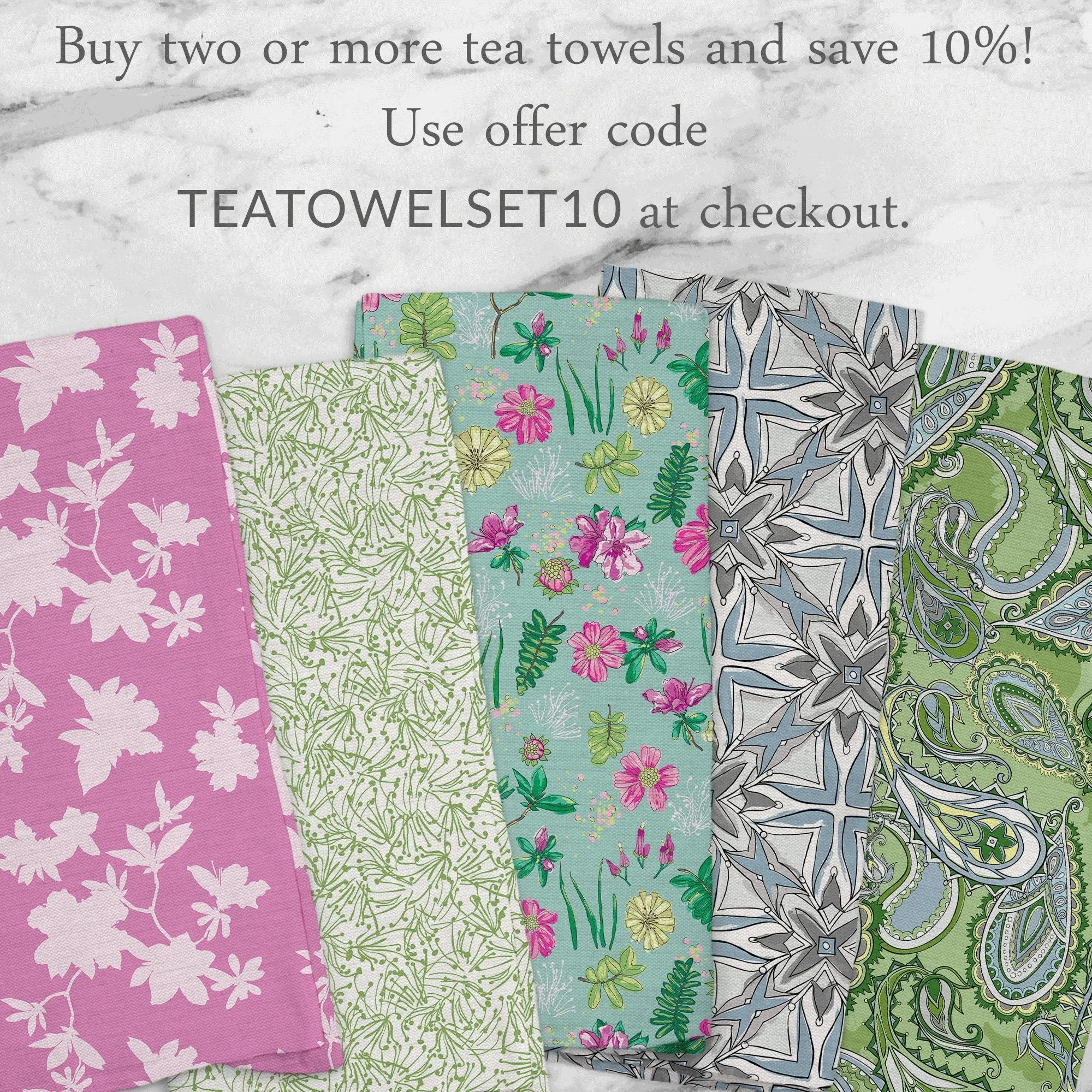 Light as a Feather Tea Towel in Wistful Green