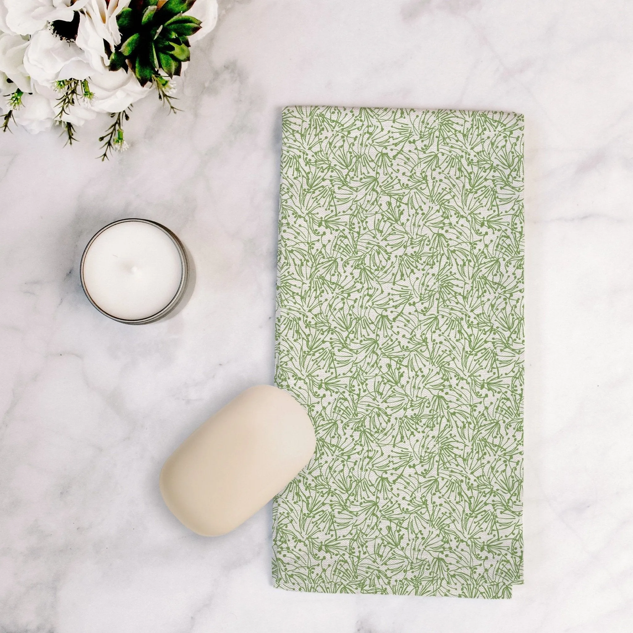 Light as a Feather Tea Towel in Wistful Green