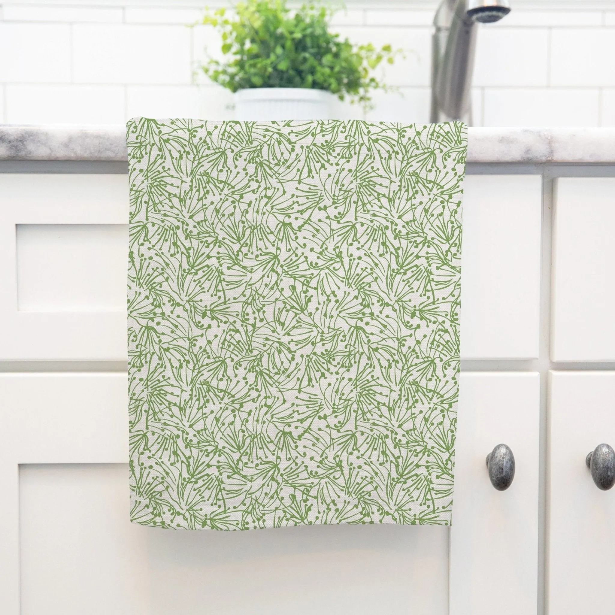 Light as a Feather Tea Towel in Wistful Green