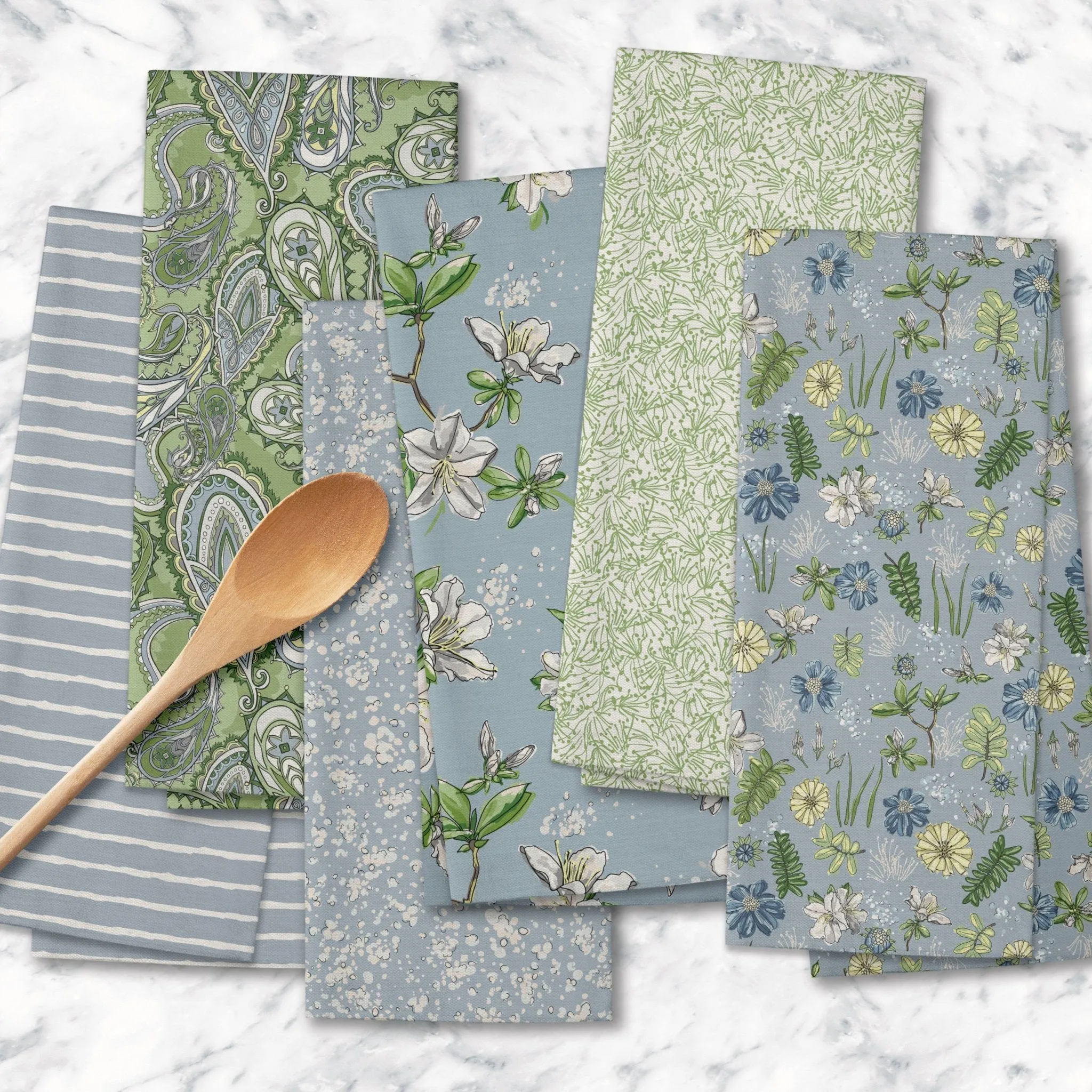 Light as a Feather Tea Towel in Wistful Green