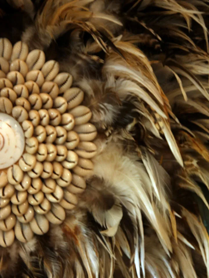 Light Brown Hanging Feather Deco with Coffee Sea Shell