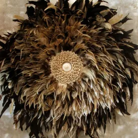 Light Brown Hanging Feather Deco with Coffee Sea Shell