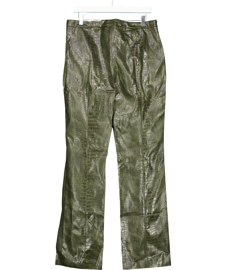 MANGO Green Fauxleather Croc Embossed Trousers UK 16