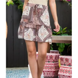 Mix Print Mini Skirt