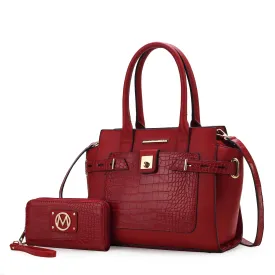 MKF Collection Isla Crocodile Embossed Satchel Handbag Vegan Leather Women by Mia k