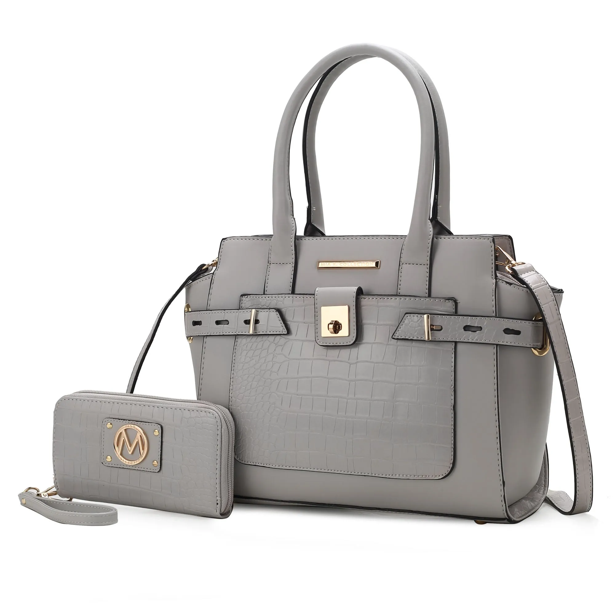 MKF Collection Isla Crocodile Embossed Satchel Handbag Vegan Leather Women by Mia k