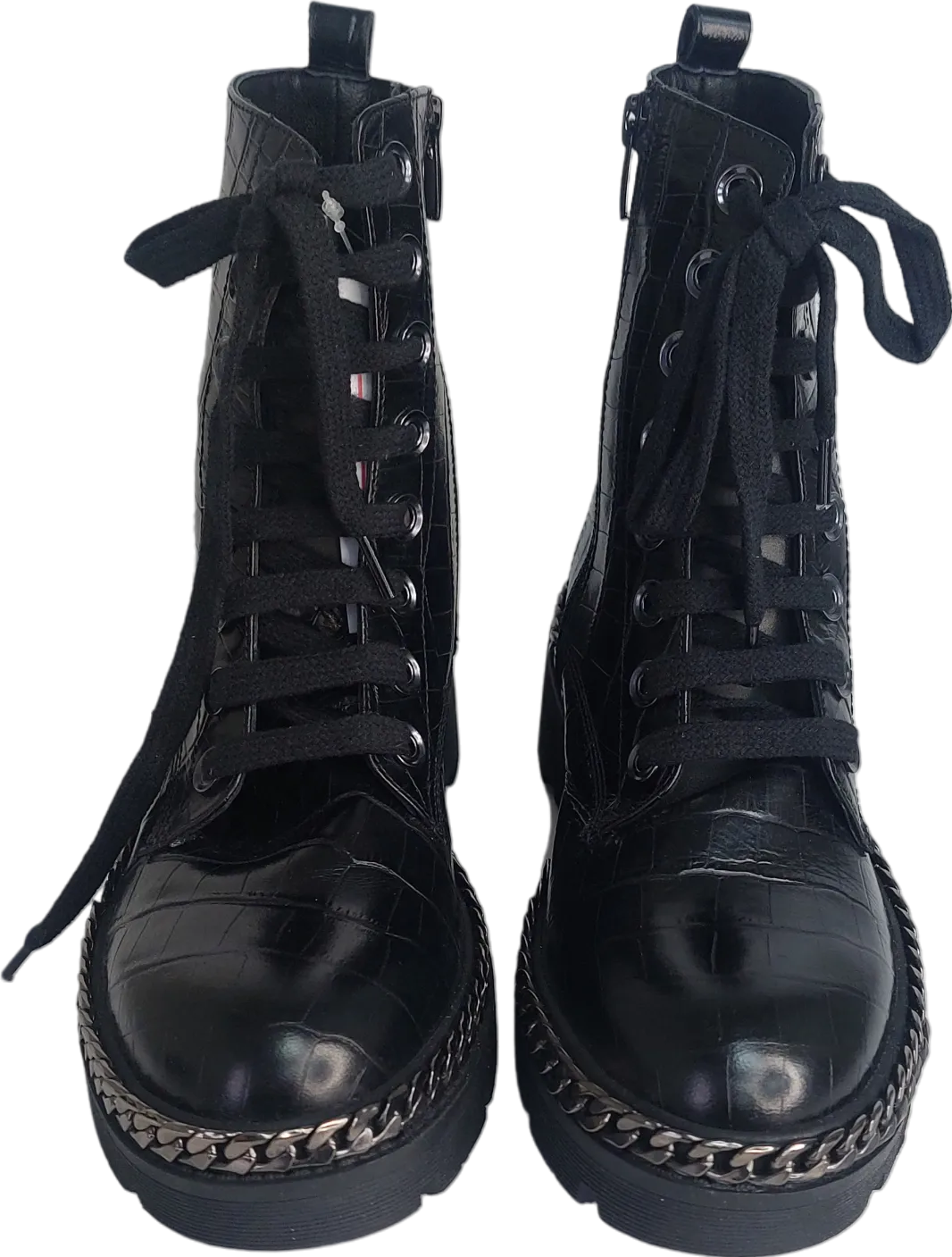 moda in pelle Black Croc Effect Bpots UK 4 EU 37 👠