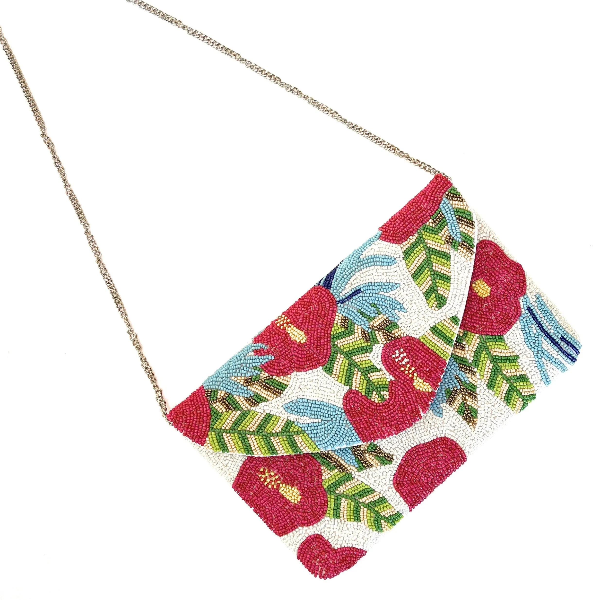 Nancy Floral Beaded Clutch Purse