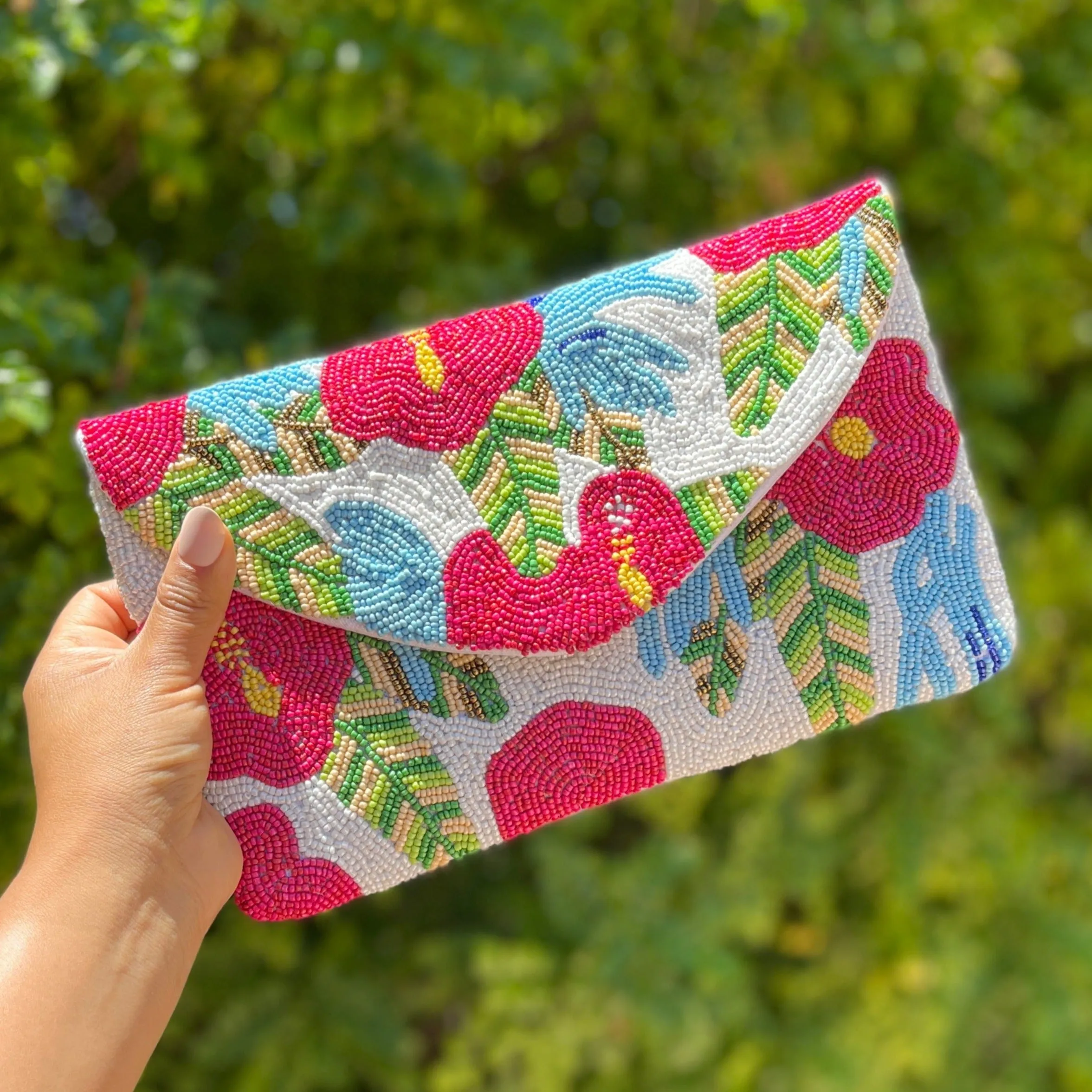 Nancy Floral Beaded Clutch Purse