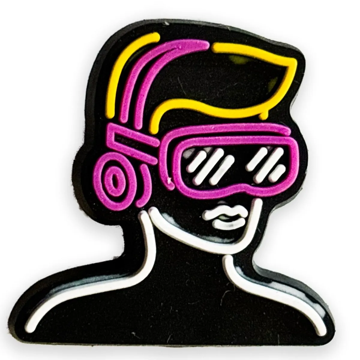Neon Gamer VR Shoe Charm – Bold Accessory for Tech Enthusiasts!