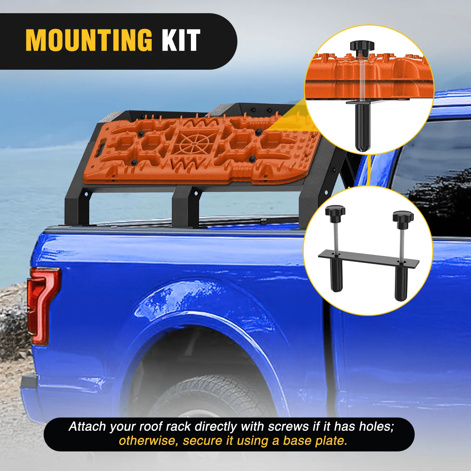 Off-Road Recovery Traction Boards For 4WD 4X4 with Jack Lift & Carry Bag (Orange)