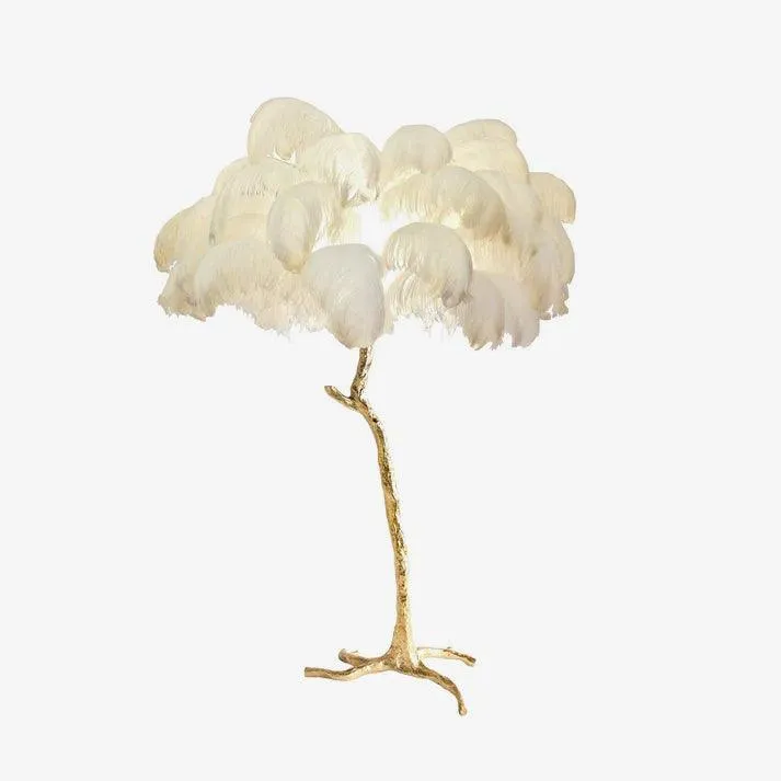 Ostrich Feather Brass Floor Lamp
