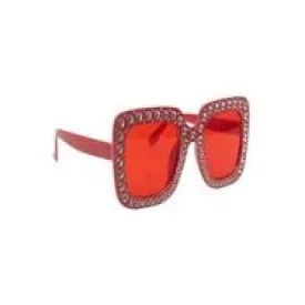 Party Glasses Bling Square - Red
