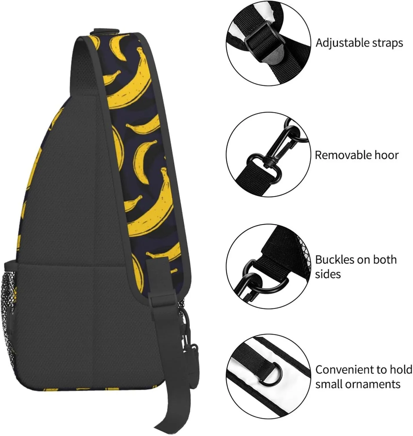 Pop Art Banana Sling Bag For Women Men Fashion Fruits Print Backpack Crossbody Shoulder Bag Sling Backpack Chest Bag Travel Hiking Casual Sport Daypack