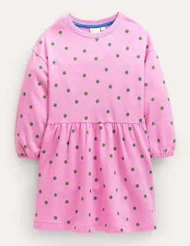 Relaxed Jersey Dress-Lilac Pink/Safari Green Spot
