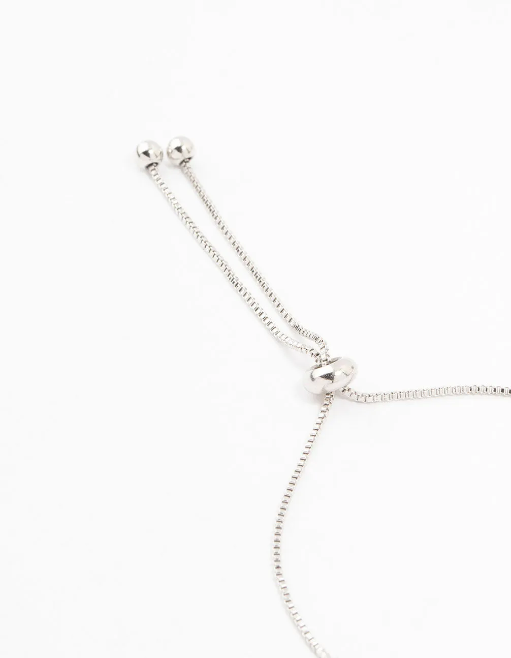 Rhodium Cubic Zirconia Heart Toggle Bracelet