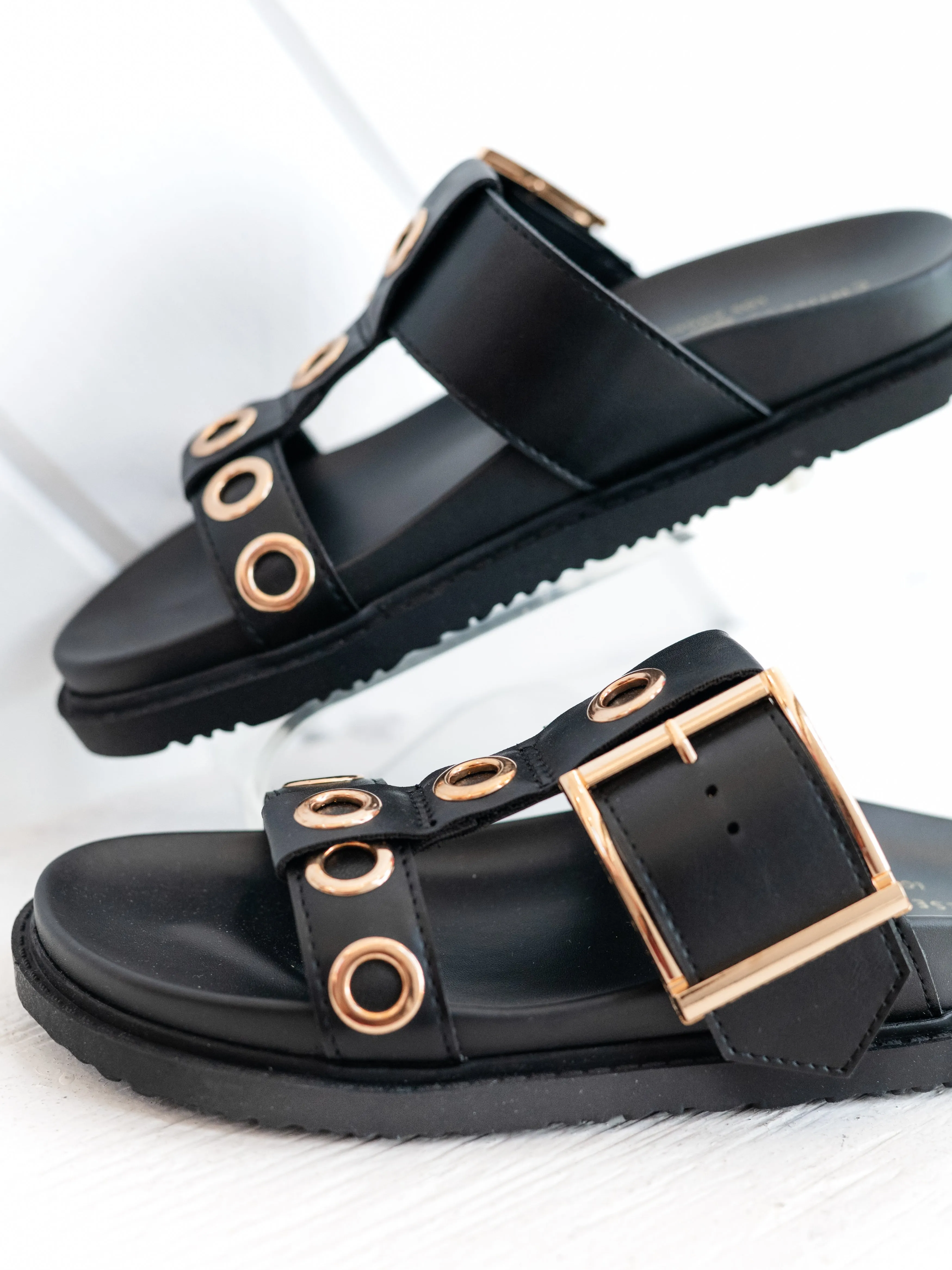 Rozalia Smooth Black Sandal by Chinese Laundry
