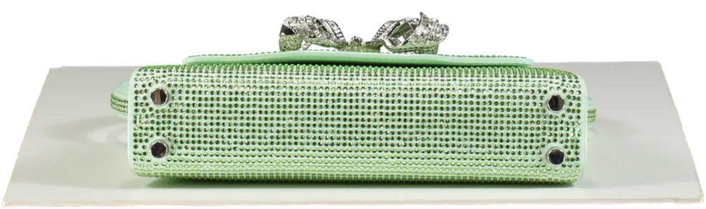 Self-Portrait Green Crystal Embellished Bow Mini Shoulder Bag