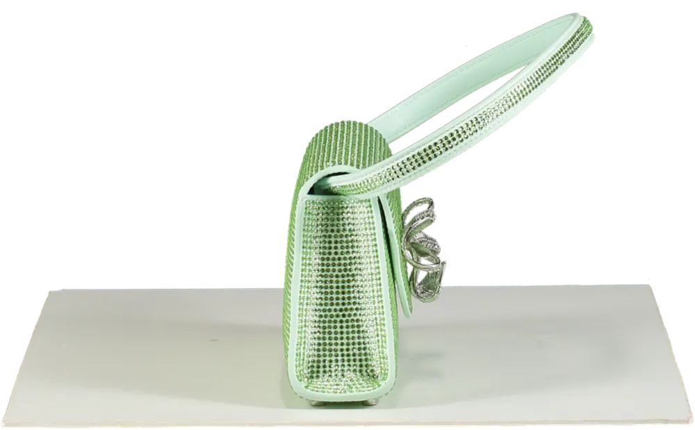 Self-Portrait Green Crystal Embellished Bow Mini Shoulder Bag