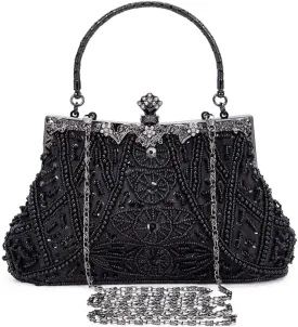 Selighting 1920s Vintage Beaded Clutch Evening Bags for Women Formal Bridal Wedding Clutch Purse Prom Cocktail Party Handbags