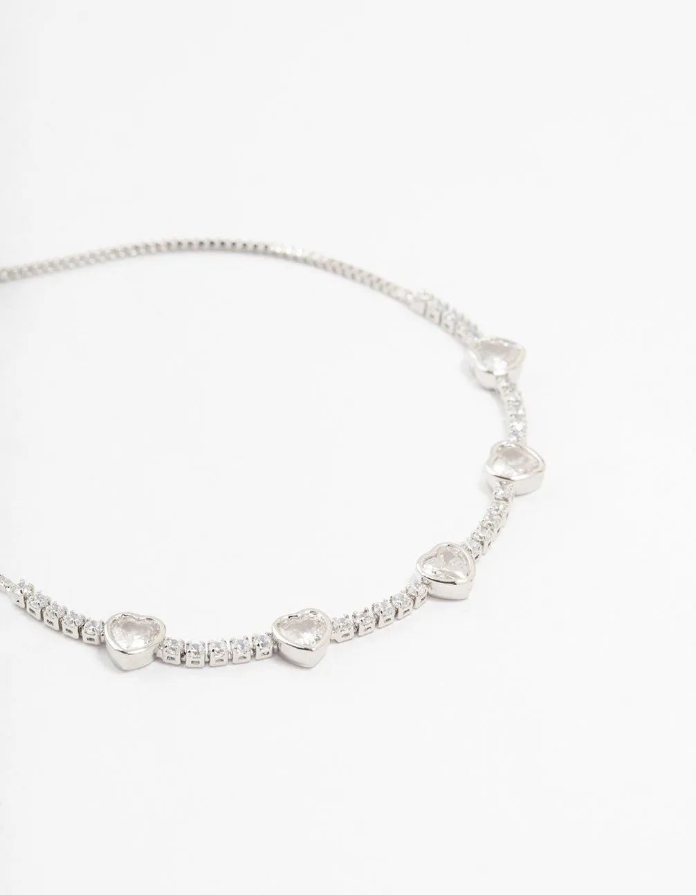 Silver Cubic Zirconia Heart Toggle Bracelet