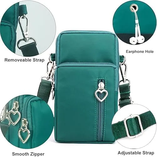 Small Crossbody Bag for Women, Durable Nylon Large Capacity Shoulder Bag with Built-In Headphone Port