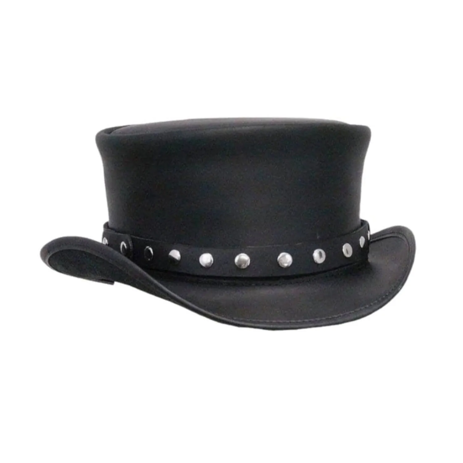 Steel Rivets Steampunk Leather Top Hat