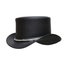 Steel Rivets Steampunk Leather Top Hat