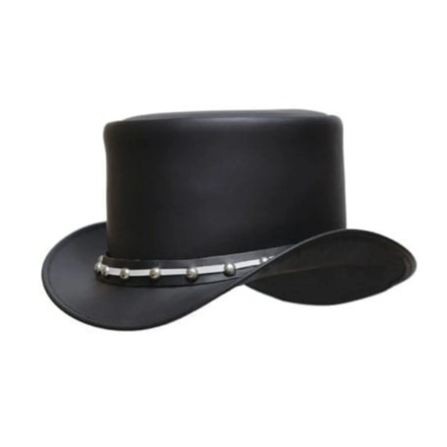Steel Rivets Steampunk Leather Top Hat