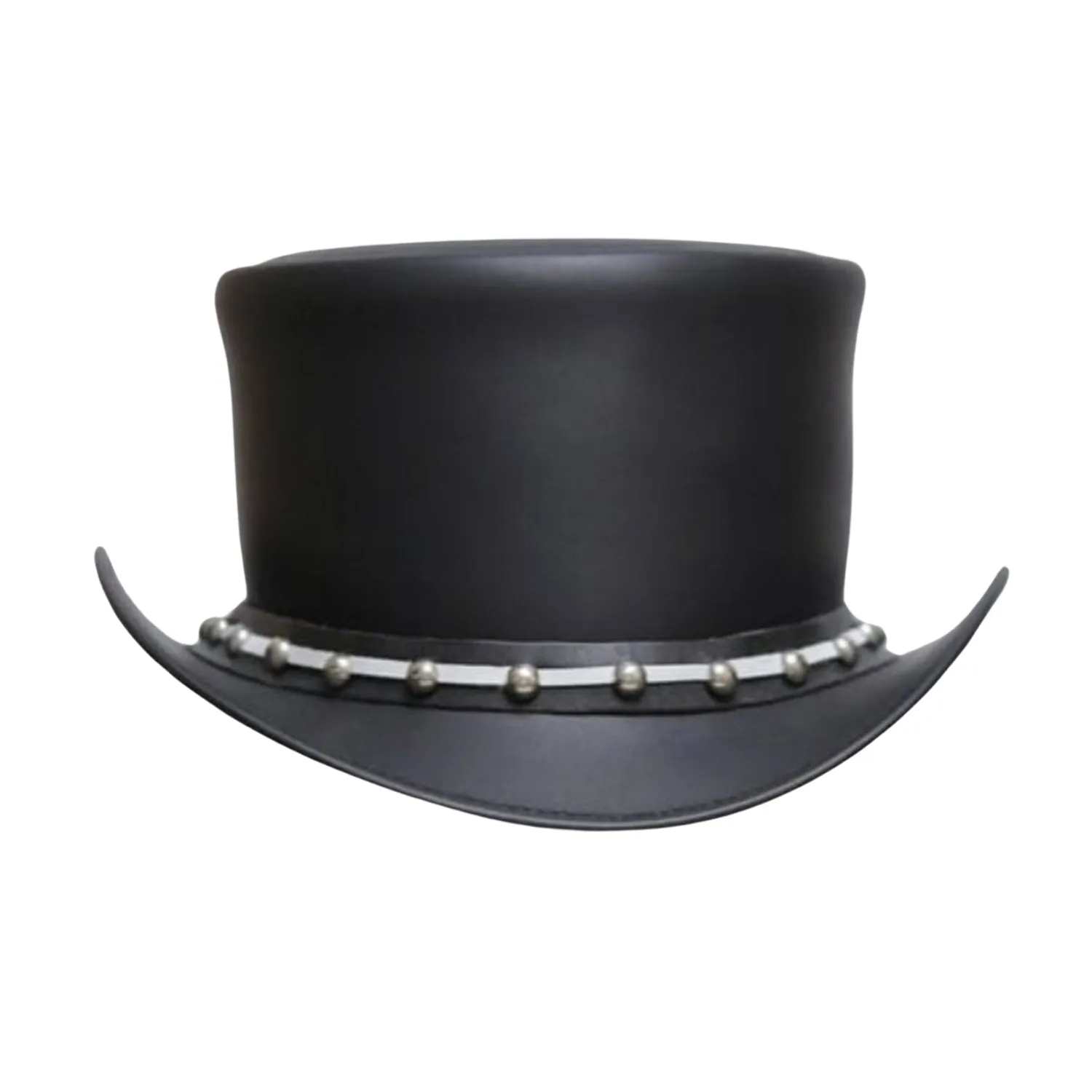 Steel Rivets Steampunk Leather Top Hat