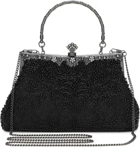 UBORSE 1920s Vintage Beaded Clutch Evening Bags for Women Formal Bridal Wedding Clutch Purse Prom Cocktail Party Handbags