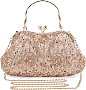 UBORSE 1920s Vintage Clutch Purse Beaded Evening Bag for Women Formal Bridal Sequin Handbag Clutch for Wedding/Prom/Cocktail
