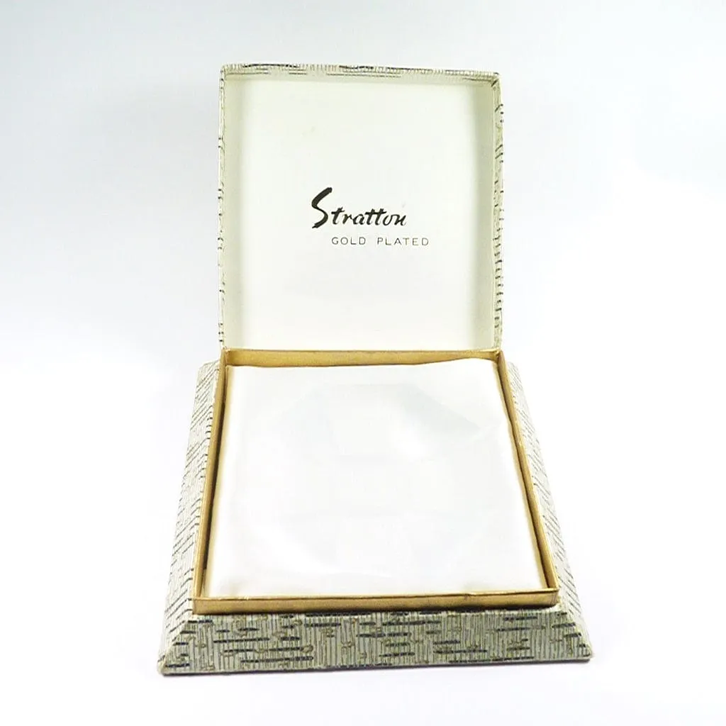 Unused Boxed Gold Plated Vintage Stratton Powder Compact 1960s