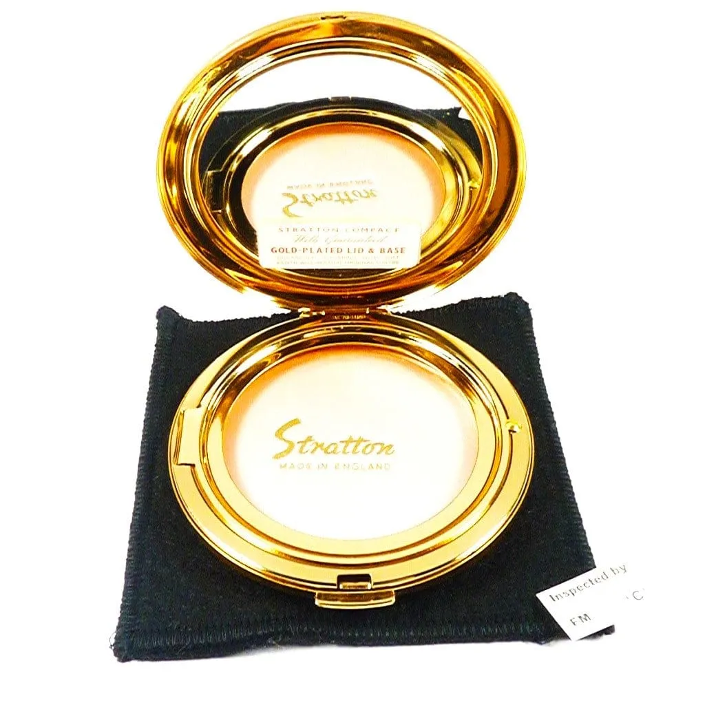 Unused Boxed Gold Plated Vintage Stratton Powder Compact 1960s