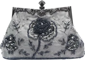 Vintage 1920s Beaded Evening Bag Pearl Clutch Bag for Women Sequin Handbag Bridal Wedding Purse Floral Shoulder Bag