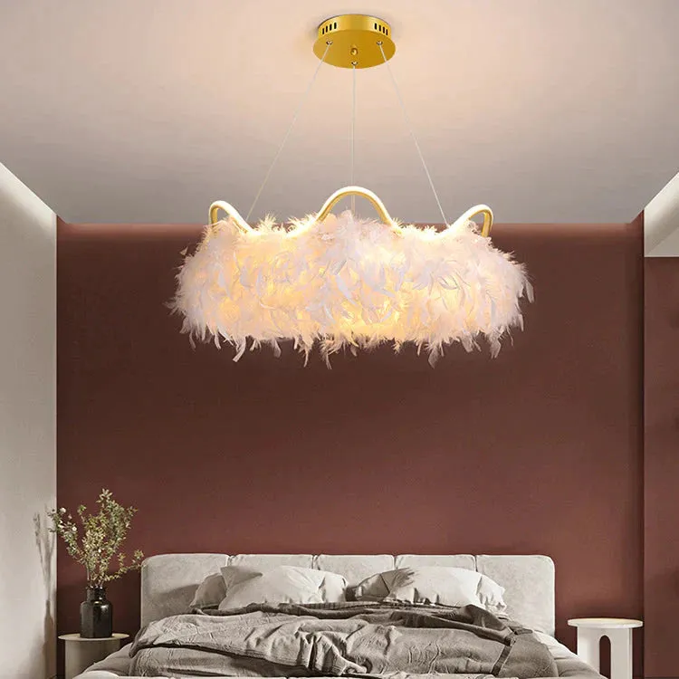 Warm Romantic Creative Crown Feather Lamp
