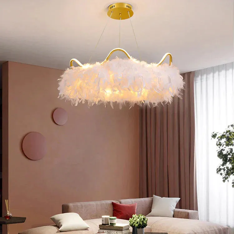 Warm Romantic Creative Crown Feather Lamp