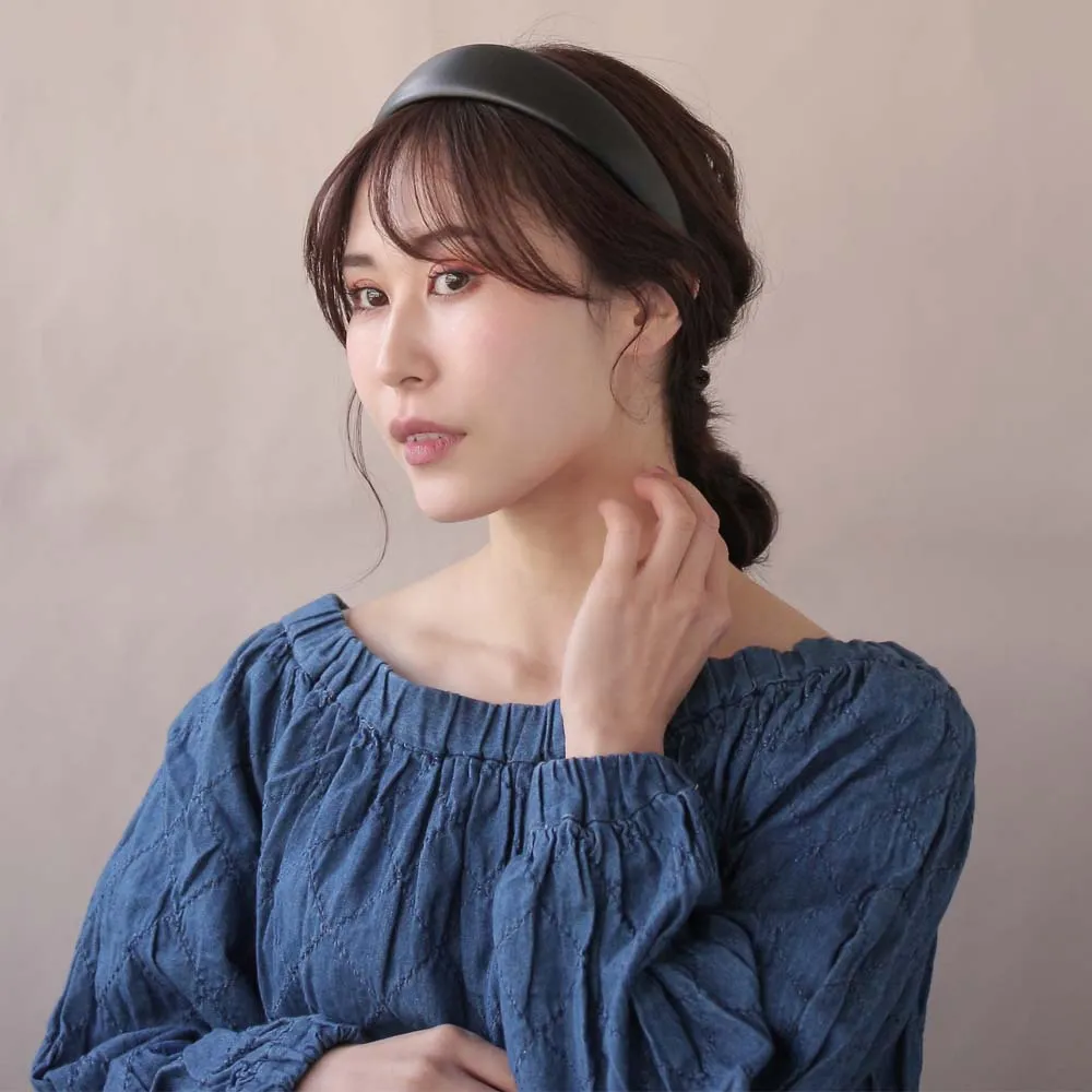 Wide Faux Leather Headband