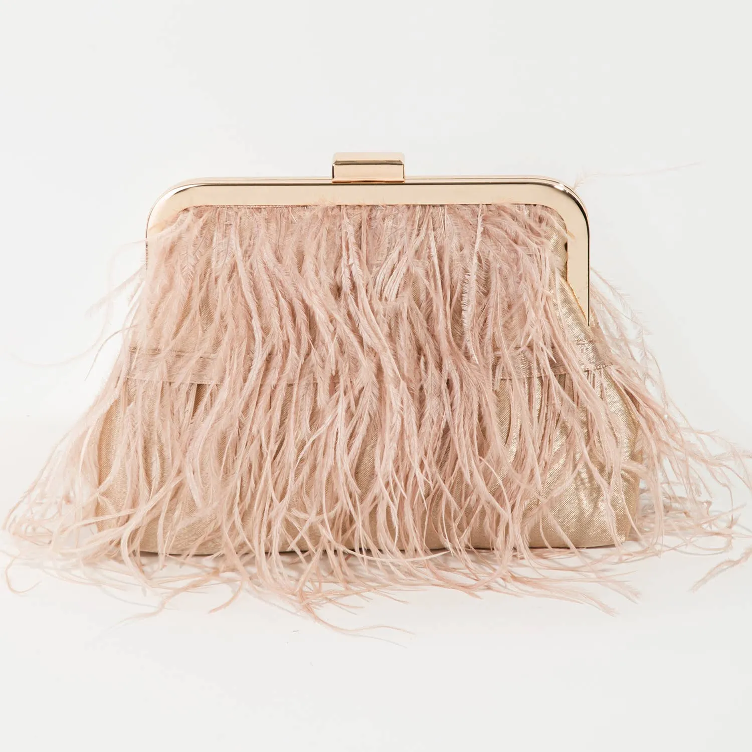 Women's Feather Fringe Clutch Bag / OLD ROSE