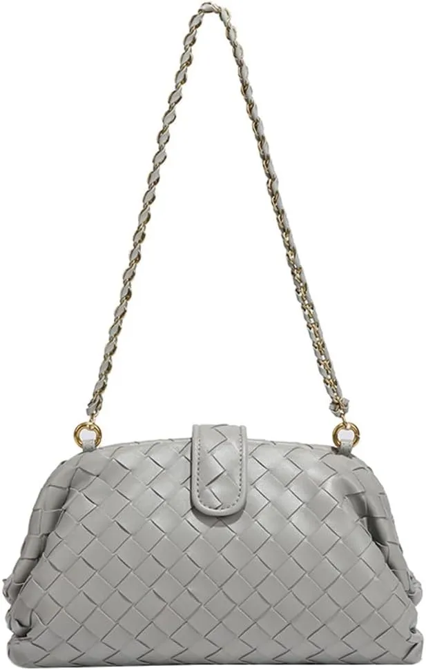Woven Clutch Purse Shoulder Bag for Women Soft Tote Bag Shell Handbag Crossbody Bags Vegan Leather Shoulder Underarm Bag 2025