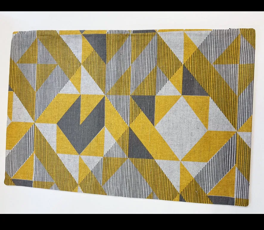 Yellow and Grey Trigonometry: Large Cushion